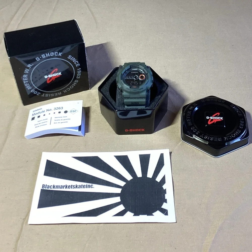 NWOT Casio G-Shock GD-100MS Military Style Olive Green / Khaki Resin Watch 3263